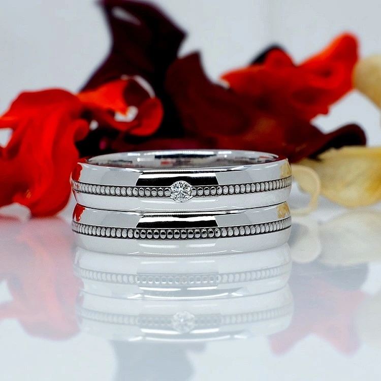 Verighete din Aur 18k sau Platina cu Diamant - model v205