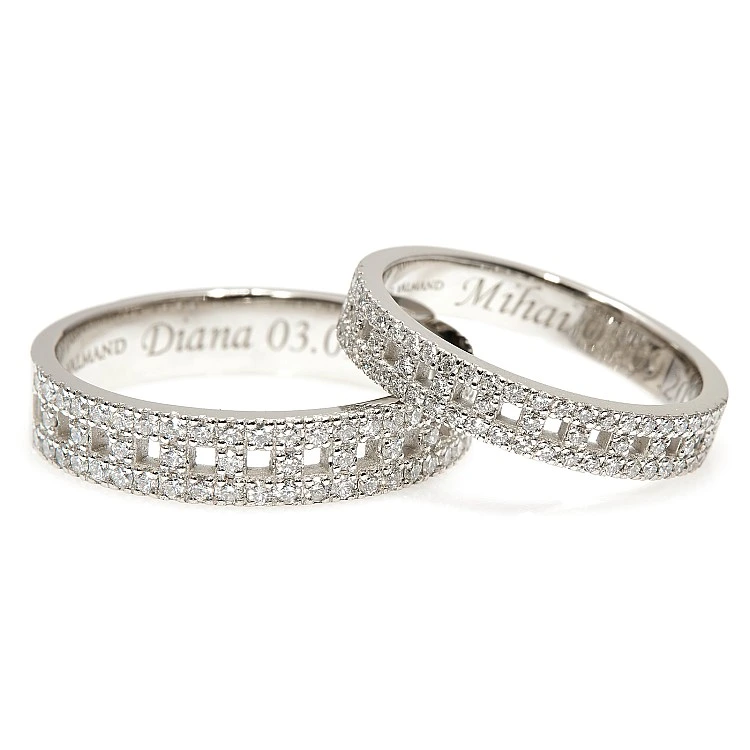 Verighete din Aur 18k sau Platina cu Diamante - model v2886