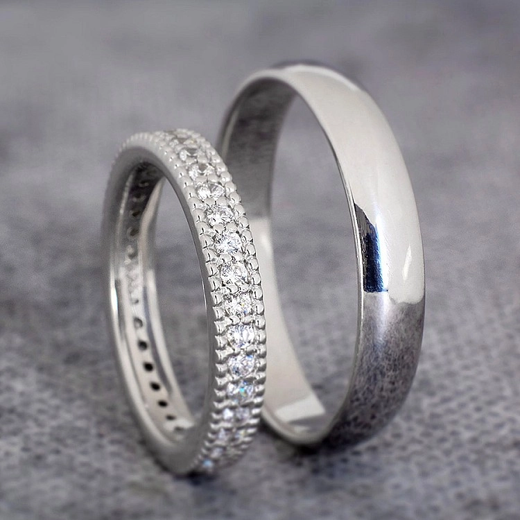 Verighete din Aur sau Platina cu Diamante - model v364