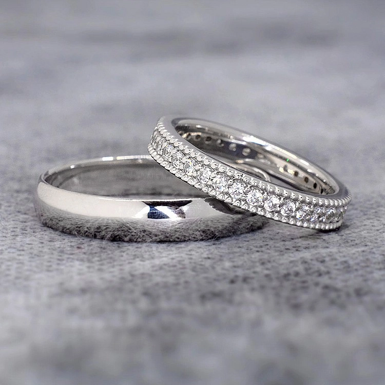 Verighete din Aur sau Platina cu Diamante - model v364