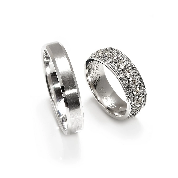 Verighete Full Stone din Aur 18k sau Platina cu Diamante - model v4688