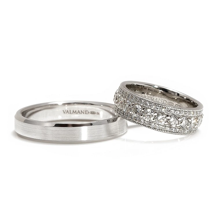 Verighete Full Stone din Aur 18k sau Platina cu Diamante - model v4688