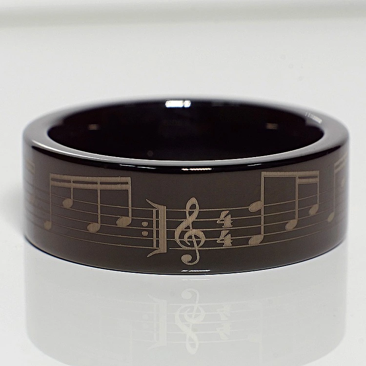 Verighete din Tungsten Tratat PVD cu Gravura Laser - model v702