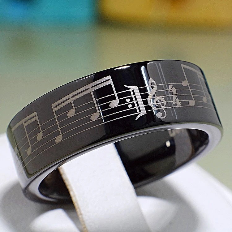 Verighete din Tungsten Tratat PVD cu Gravura Laser - model v702