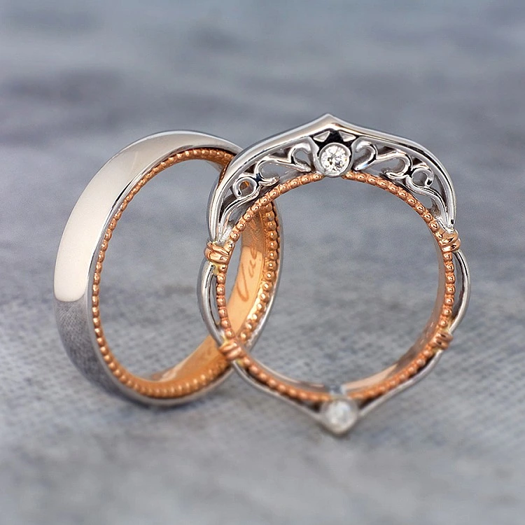 Verighete Model Verragio din Aur 18k sau Platina cu Diamante - model v755