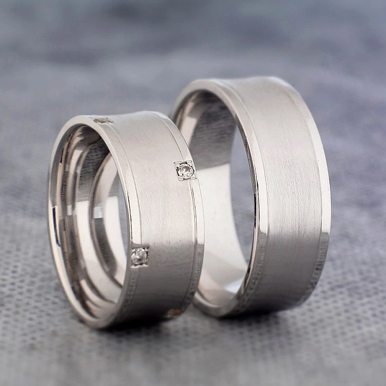 Verighete din Aur 18k sau Platina cu Diamante - model v861