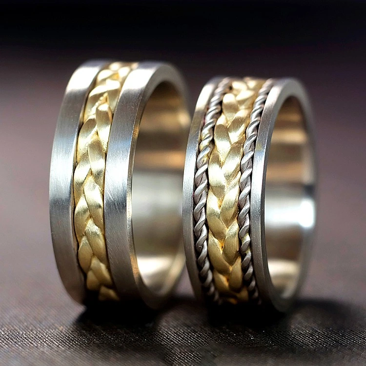 Verighete din Aur 18k Galben si Alb - model v910