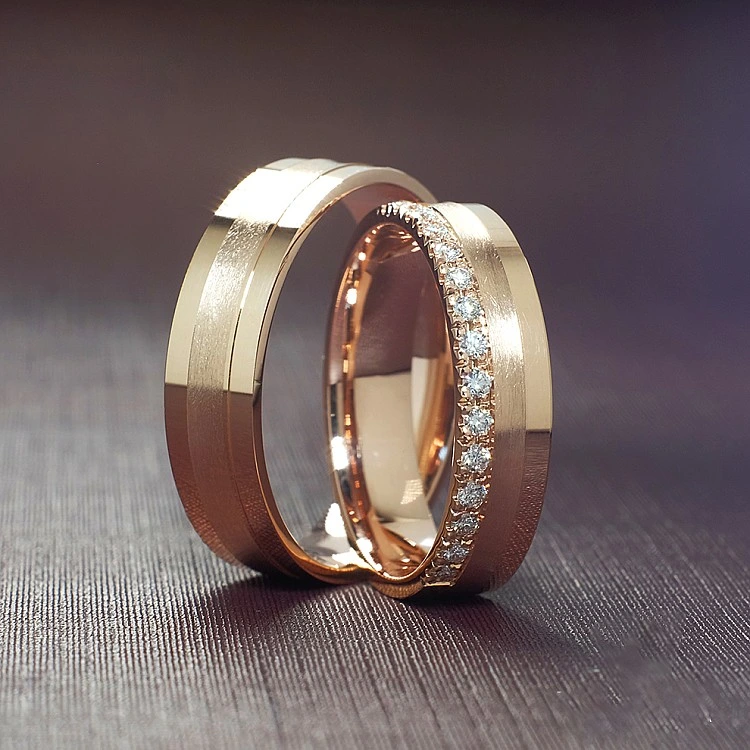 Verighete din Aur 18k sau Platina cu Diamante - model v950