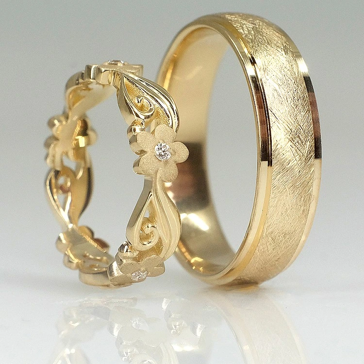 Verighete Custom din Aur 18k cu Diamante - model v9732