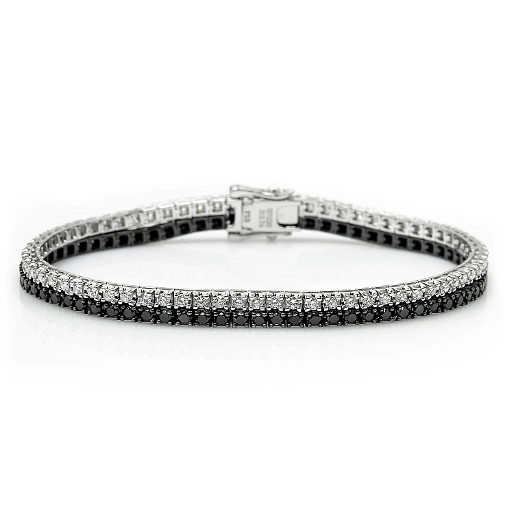 Bratara tennis din Aur cu Diamante negre si diamante incolore - model br2227